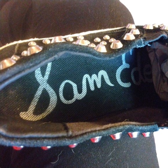 SAM EDELMAN Black w/Silver Studs Slip-on Sneakers Size 6M - Picture 5 of 7